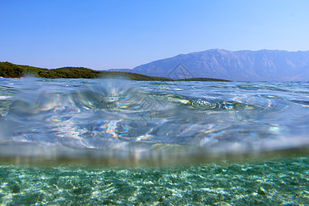 水下海洋观察背景海岸海滩蓝色太阳旅行假期卵石热带海景水晶图片