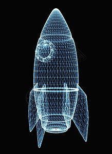 由发光线和点组成的火箭速度多边形发射旅行黑色技术艺术星系3d粒子图片