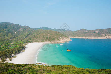 白天在香港海滩绿色支撑天空海岸热带海湾进口小路建筑学旅游图片