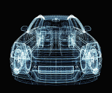 由发光线和点组成的抽象汽车网络3d多边形驾驶速度粒子运动蓝色运输车辆图片