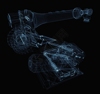 由发光线组成的工业机器人手臂电子人草稿机械手绘画三角形机械粒子商业线条3d图片