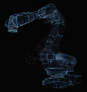 由发光线组成的工业机器人手臂扫描机械手三角形机械智力科学电子人机器机械臂工程图片