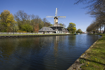 荷兰内地的荷兰风车场地场景天空农村生态建筑学环境历史遗产乡村图片