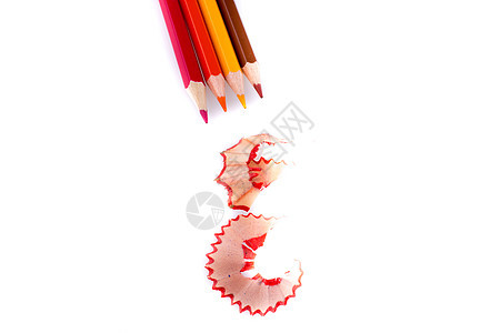 彩色铅笔及其剃须木头锐化刨花学校教育蜡笔绘画创造力图片