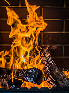 壁炉烧着火 特写辉光木头烧伤客厅假期房子别墅家居家庭生活温暖图片