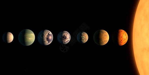 接近恒星的行星的虚拟表示面 比较行星大小和类型(千兆吨)图片