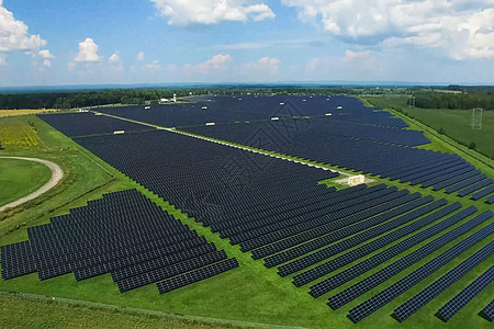 太阳能系统太阳能板 一种替代能源 可再生能源晴天资源控制板公吨电气发电机生态回收细胞蓝色背景