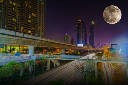 夜里满月 超级月亮月球圆形宇宙橙子天文学城市天空风景卫星月光图片