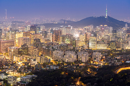 首首尔市下城市风景之夜首都商业办公室天际都市景观夜景建筑学场景建筑物图片