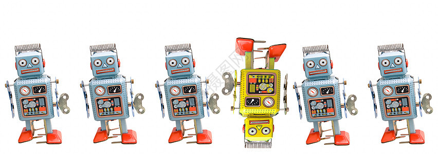 胆敢成为独一无二的工作发明者团队机器人个性玩具奇数想像力活力男人图片