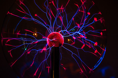 玻璃球中的电等离子体圆圈魔法力量震惊实验室火花辐射活力实验电子产品图片