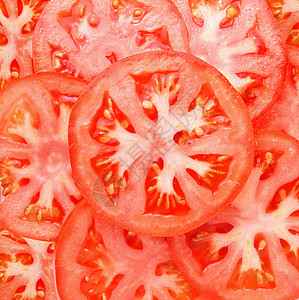 番茄切片背景种子养分蔬菜圆圈圆形红色小吃食物水平图片