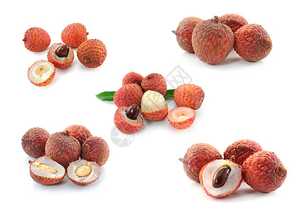 Litchi 孤立在白色背景上图片