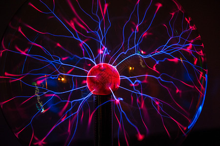 玻璃球中的电等离子体火花震惊电气活力技术原子物理辐射电子产品电压图片