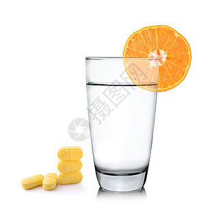 在果汁与维生素 c 片剂在 wh 中的橙汁饮食药店食物药品感染治疗橙子预防营养药物图片