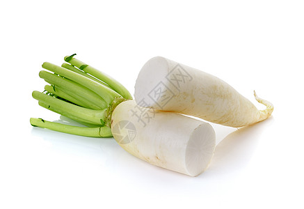 Daikon 白背景孤立的萝卜白萝卜食物白色饮食团体营养水平蔬菜绿色生产图片