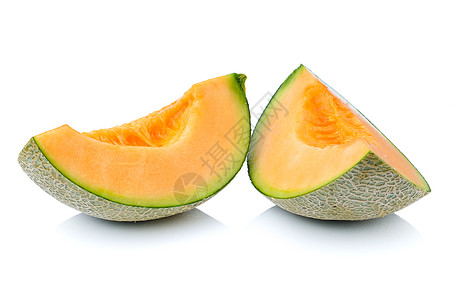 白色背景的卡塔罗普甜瓜绿色水果甜瓜营养热带蔬菜饮食甜点橙子食物图片