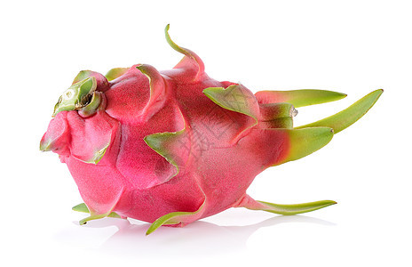 白色背景上的龙果异国粉色情调红色食物绿色种子热带营养健康图片