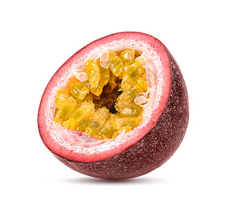 白色背景上孤立的情味果食物甜点热情黄色热带饮食果汁红色营养水果图片