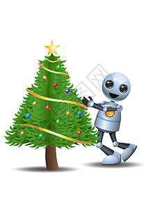 小机器人抱抱圣诞树图片
