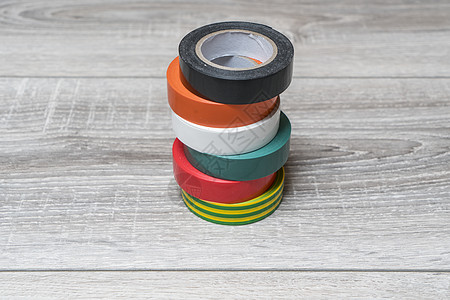 彩色绝缘磁带圆形橡皮工具水平白色电气卷轴用具绿色电缆图片