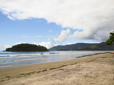 海景景观 沙子 海浪和岛屿背景图片