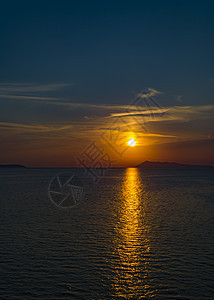 希腊科孚岛村Logas海滩美丽的日落海洋地标海岸地平线支撑旅行画报墙纸阳光反思图片
