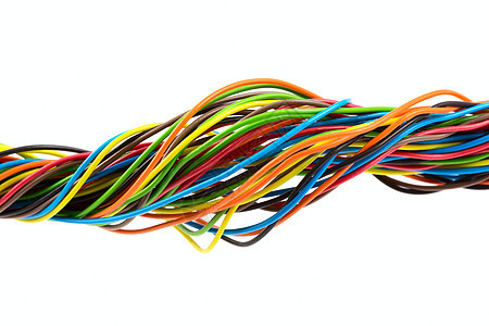 彩色线回收环形电缆绳索技术活力力量宏观海浪卷曲图片