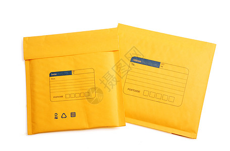 用剪切路径隔离的黄色信封运输办公室回收小路服务数据邮政文档空气邮件图片