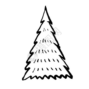 圣诞树涂面设计插图装饰品假期庆典草图涂鸦创造力季节绘画图片