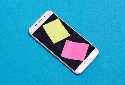 它在智能手机上注注的空白空白信电子蓝色技术展示警告黄色粉色臭虫图片