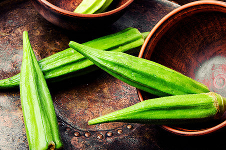 原始绿色花屋蔬菜饮食厨房团体收成素食食品异国食物秋葵植物图片