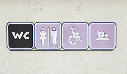 男女厕所Wc 标志女士厕所蓝色房间绅士男性女孩设施标签信号背景