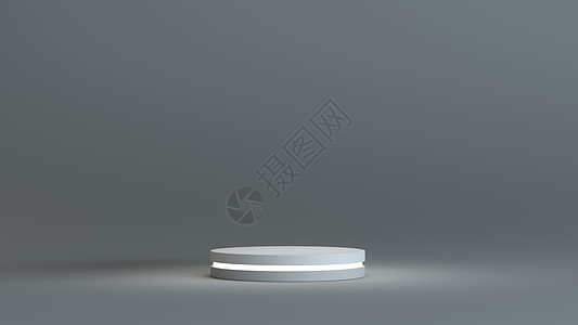 黑暗背景的白圆讲台圆形光盘白色空间平台技术地面3d深色辉光图片