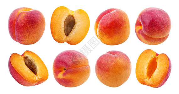 白底孤立的杏子 白底隔离的杏子收藏宏观水果飞行团体油桃食物包装图片