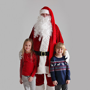 儿童和圣诞老人帽子女孩胡须假期新年希望男人童年微笑男生图片