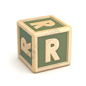 字母 R 木制字母块字体旋转  3个立方体玩具广告童年插图班级知识幼儿园绿色时间图片