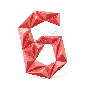红色现代三角字体数字六 6 3几何学多边形数学测量棱镜插图失真反射图片
