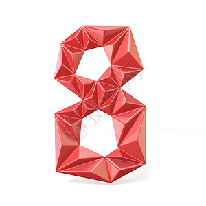 红色现代三角字体数字八 8 3几何学数学测量插图棱镜失真多边形反射图片