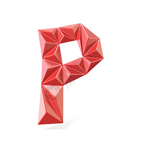 红色现代三角字体字母 P 3帽子闪光插图几何学形式测量棱镜失真多边形反射图片
