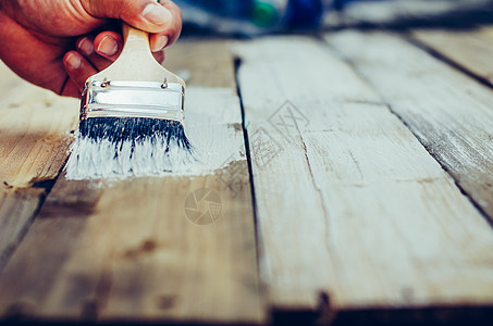 处理油漆白木的刷子画笔木头白色工具栅栏装潢光泽度搪瓷家务乳液图片