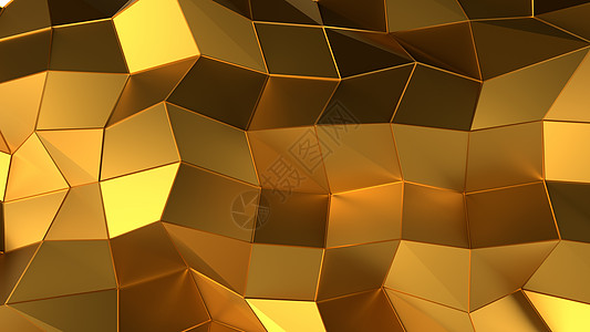 豪华金色抽象三角背景材料技术钻石奢华魅力三角形线条渲染墙纸反射图片