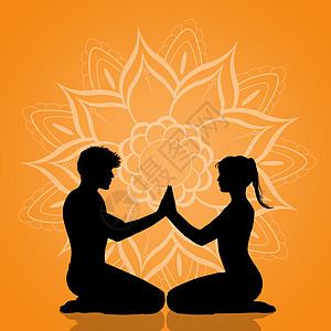 瑜伽情侣摆姿势运动头脑冥想女士男人夫妻锻炼闲暇插图活力图片