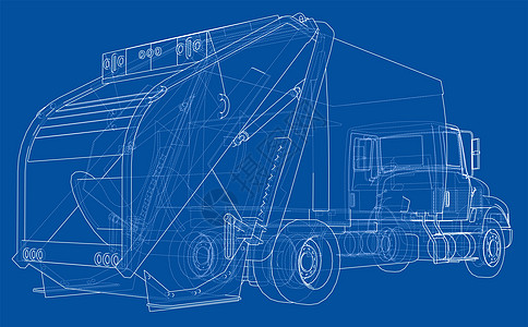 垃圾车概念  3d 它制作图案商业城市工程车辆环境草图绘画工作渲染小费图片