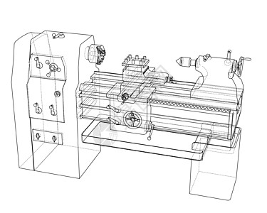 车床概念  3d 它制作图案技术草图铣削加工作坊渲染机器生产制造业数控图片