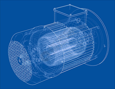 电动机草图  3d 它制作图案交流转子力量技术马达机器机械工程引擎电磁图片