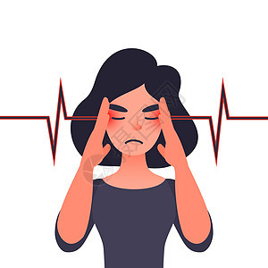 患有严重头痛的不快的年轻女性 患上疟疾 健康问题和头痛 在寺庙中抽搐疼痛焦虑偏头痛痛苦疾病按摩卫生苦恼保健伤害紧张图片