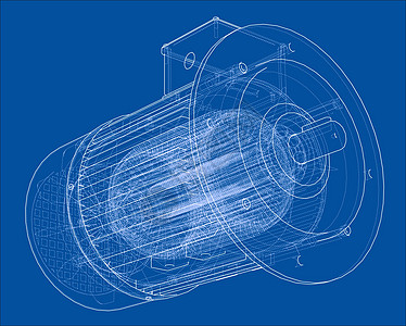 电动机草图  3d 它制作图案转子机器交流速度工程发电机机械技术制造业绘画图片