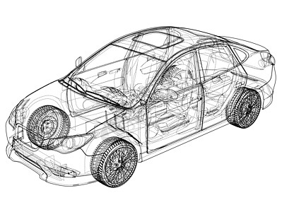 概念车  3d 它制作图案货物数字化草稿驾驶车辆汽车家用车框架技术绘画图片