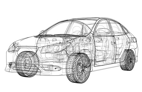 汽车分解图概念车  3d 它制作图案草稿草图框架车辆轿车驾驶数字化家用车货物跑车背景